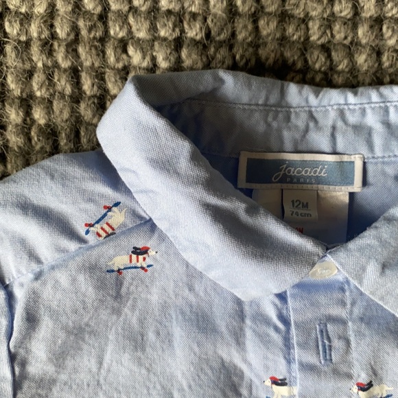 NWOT - Dog Print Jacadi Button Down (12mo) - Picture 2 of 2